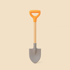 3D Garden Shovel on Beige Background