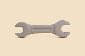 3D Wrench Lying Horizontally on Beige Background
