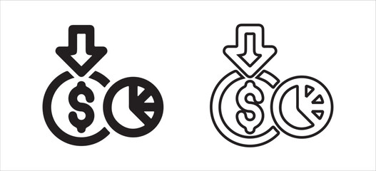 Dollar Growth with Bar Chart and Upward Arrow – Financial Success and Economic Progress Icon. Victor illustration eps 10