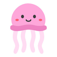 Cute jellyfish icon vector illustration. Funny sea creatures vector illustrations.