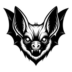 Detailed bat animal head sketch drawn in pencil with black and white shading