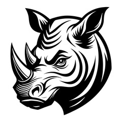 Captain rhino head drawn in pencil sketch with black and white detail