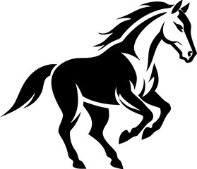 jumping horse vector, black silhouette on white

