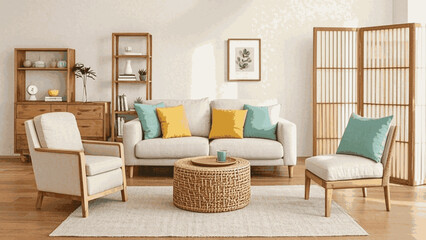 Armchair Flow living room isolated watercolor vector illustration svg