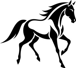 horse icon, vector side profile on white background