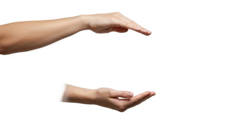  hands holding concept presentation product placement human gesture isolated on black background studio shot on a transparent background