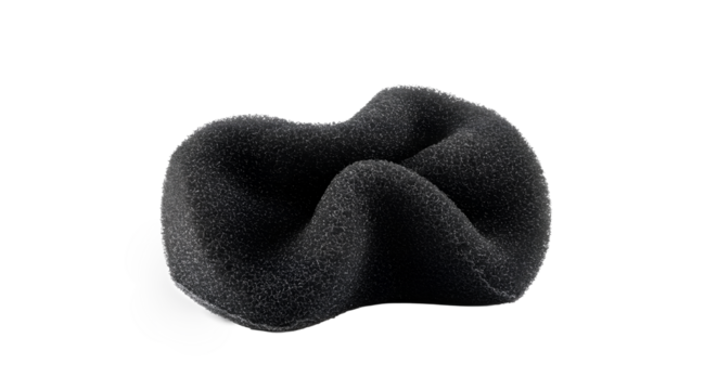 Wrinkled cleaning sponge black sponge filter aquarium fish tank pond filtration system media bio cube foam replacement accessory on a transparent background