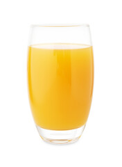 Tasty mango juice in glass isolated on white