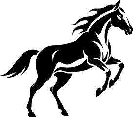 Horse rearing vector icon, strong black silhouette illustration