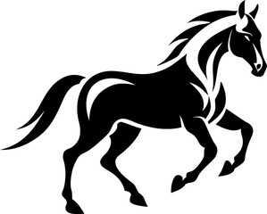 Wild horse galloping vector, elegant silhouette style icon