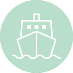 Ship Illustration with Circular Background Design