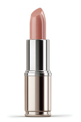A highly detailed tube of soft neutral beige lipstick, embodying elegance and versatility.