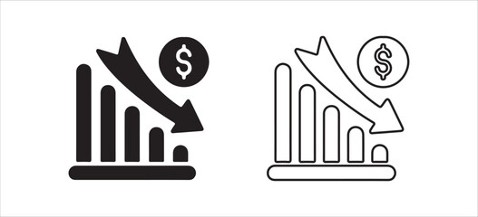 Dollar Symbol with Upward Arrow – Economic Growth and Financial Rise Icon. Victor illustration eps 10