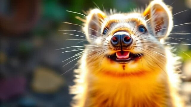 Close-up Portrait of a Rock Hyrax basking in the sunlight with vibrant colors