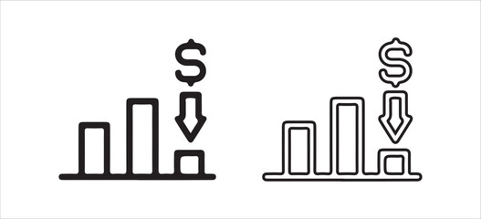 Financial Growth Icon with Dollar Sign and Upward Arrow – Vector Line Art. Victor illustration eps 10