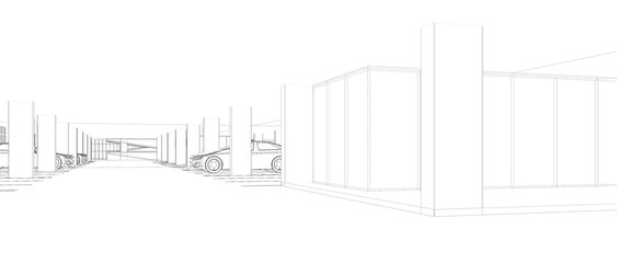 3D illustration of parking facility