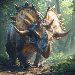 Fototapeta premium triceratops, ancient animals, illustration, background, creature, animal, dinosaur, isolated, ancient, safari, wildlife, wild, large, nature, dangerous, big, jurassic, dino, horned, prehistoric, extin