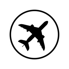 Fototapeta premium Round Airport Icon with Airplane Symbol