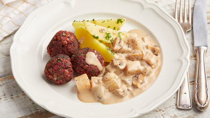 Hackbällchen an Pilzrahmsauce
