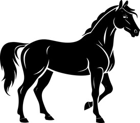 walking horse vector icon, silhouette on white