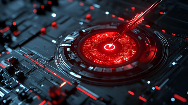 Abstract Futuristic Technology Interface With Red Glowing Target