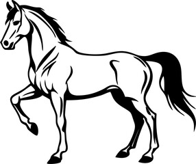 horse outline icon in walking , isolated vector illustration