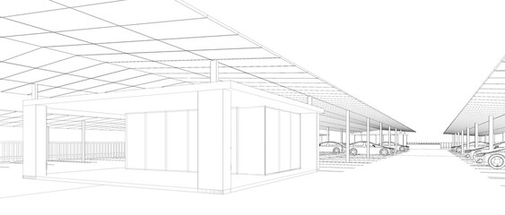 3D illustration of parking facility