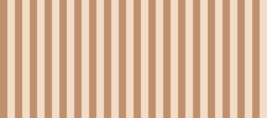 Obraz premium Seamless vertical brown stripes pattern in warm beige tones. Ideal for retro backgrounds, website, banner, socialmedia, packaging, fabric, wallpaper, or vintage-style designs.