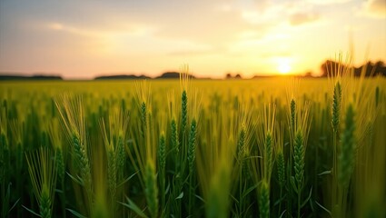 Fototapeta premium wheat field at sunset