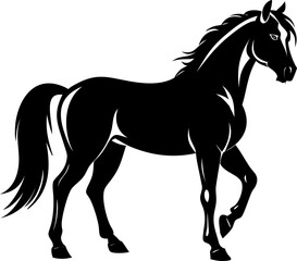 horse silhouette icon, side view black icon
