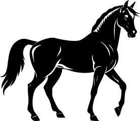 Horse motion silhouette vector, graceful walking icon design