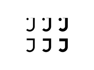 Logo letter J, set of six different thicknesses