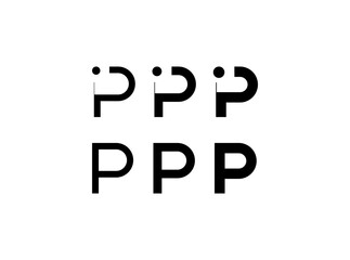 Logo letter P, set of six different thicknesses