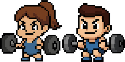 Pixel Art Weightlifting Character - Retro Athletic Style