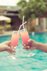 Cocktail party at the pool for celebration meeting
