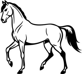 simple horse icon in walking , isolated vector illustration