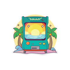 Arcade machine with summer theme