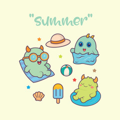 Cute monster on summer holiday