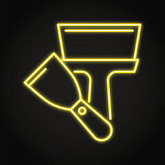 Putty knife neon line icon