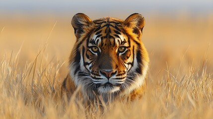 Naklejka premium Majestic Tiger in Tall Grass