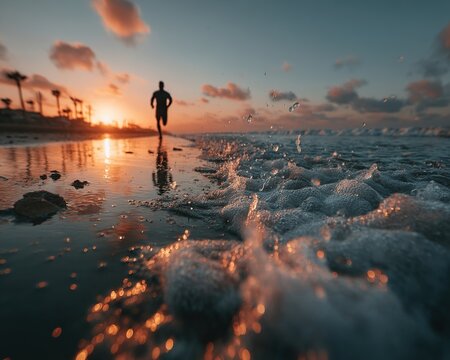 Runner on Beach Sunrise.