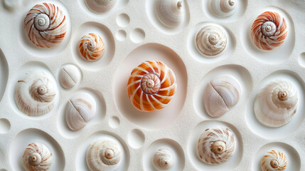 Arrangement Of Seashells In A Patterned Display