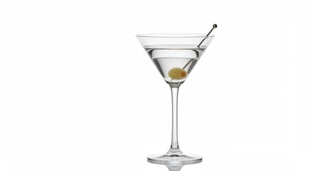 Elegant martini glass with an olive, ideal for promoting luxury, hospitality, or lifestyle brands focused on sophistication and leisure.
