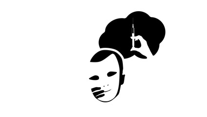 drug addict consciousness, black isolated silhouette