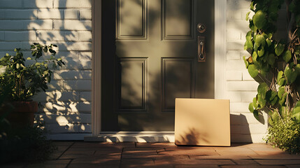 Package Delivery At Front Door Of House