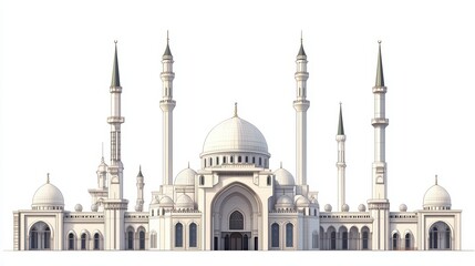 Fototapeta premium White Mosque Front View.