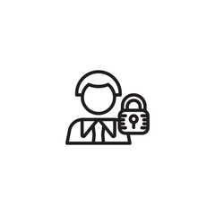 A simple line art icon shows a stylized person with a padlock symbol placed next to them, representing a locked user account or restricted access.