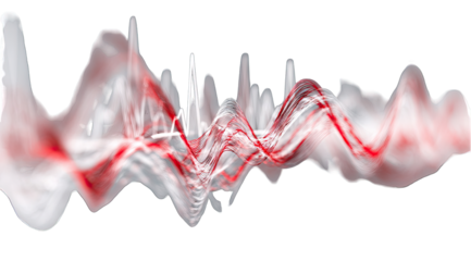 Abstract wavy forms in red and white