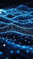 Futuristic blue glowing data wave background for tech interface or AI banner