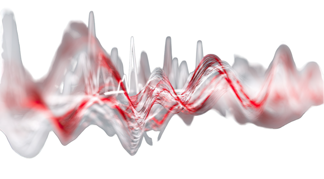 Abstract wavy forms in red and white